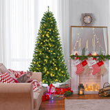 带遥控变色 LED 灯的人造铰链圣诞树 - 7' Artificial Hinged Christmas Tree with Remote-controlled Color-changing LED Lights-7'