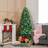 带遥控变色 LED 灯的人造铰链圣诞树 - 7' Artificial Hinged Christmas Tree with Remote-controlled Color-changing LED Lights-7'