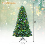 带遥控变色 LED 灯的人造铰链圣诞树 - 7' Artificial Hinged Christmas Tree with Remote-controlled Color-changing LED Lights-7'