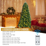 带遥控变色 LED 灯的人造铰链圣诞树 - 7' Artificial Hinged Christmas Tree with Remote-controlled Color-changing LED Lights-7'