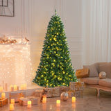 带遥控变色 LED 灯的人造铰链圣诞树 - 7' Artificial Hinged Christmas Tree with Remote-controlled Color-changing LED Lights-7'