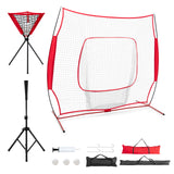 便携式练习网套件带3个手提袋-红色 Portable Practice Net Kit with 3 Carrying Bags-Red