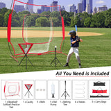 便携式练习网套件带3个手提袋-红色 Portable Practice Net Kit with 3 Carrying Bags-Red