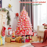 粉色圣诞树，带雪绒 PVC 尖端和 4.5 英尺金属支架 Pink Christmas Tree with Snow Flocked PVC Tips and Metal Stand-4.5 ft