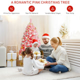 粉色圣诞树，带雪绒 PVC 尖端和 4.5 英尺金属支架 Pink Christmas Tree with Snow Flocked PVC Tips and Metal Stand-4.5 ft