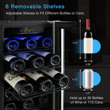 15寸30瓶温度记忆酒柜-银色 15 Inch 30-Bottle Wine Cooler with Temperature Memory-Silver