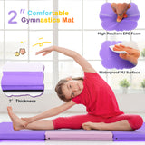 6 x 2 英尺三折健身垫，带手柄和可拆卸拉链罩 - 粉色和紫色 6 x 2 FT Tri-Fold Gym Mat with Handles and Removable Zippered Cover-Pink & Purple