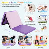 6 x 2 英尺三折健身垫，带手柄和可拆卸拉链罩 - 粉色和紫色 6 x 2 FT Tri-Fold Gym Mat with Handles and Removable Zippered Cover-Pink & Purple