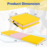 6 x 2 英尺 三折健身垫，带手柄和可拆卸拉链罩 - 黄色 6 x 2 FT Tri-Fold Gym Mat with Handles and Removable Zippered Cover-Yellow