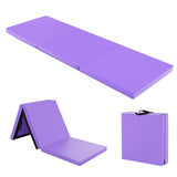 6 x 2 英尺三折健身垫，带手柄和可拆卸拉链罩 - 紫色 6 x 2 FT Tri-Fold Gym Mat with Handles and Removable Zippered Cover-Purple