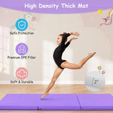 6 x 2 英尺三折健身垫，带手柄和可拆卸拉链罩 - 紫色 6 x 2 FT Tri-Fold Gym Mat with Handles and Removable Zippered Cover-Purple