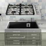 30/36 英寸燃气灶，带 4/6 强力燃烧器和 ABS 旋钮 - 30 英寸 30/36 Inch Gas Cooktop with 4/6 Powerful Burners and ABS Knobs-30 inches