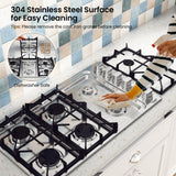 30/36 英寸燃气灶，带 4/6 强力燃烧器和 ABS 旋钮 - 36 英寸 30/36 Inch Gas Cooktop with 4/6 Powerful Burners and ABS Knobs-36 inches