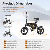 成人电动自行车折叠电动自行车带 350W 电机和 36V 电池 Electric Bike for Adults Folding Electric Bicycle with 350W Motor and 36V Battery