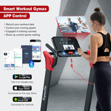 2.25马力电动折叠跑步机带LED显示屏和APP控制-红色 2.25 HP Electric Motorized Folding Running Treadmill Machine with LED Display and APP Control-Red