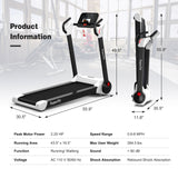 2.25马力电动折叠跑步机带LED显示屏和APP控制-白色 2.25 HP Electric Motorized Folding Running Treadmill Machine with LED Display and APP Control-White