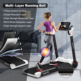 2.25马力电动折叠跑步机带LED显示屏和APP控制-白色 2.25 HP Electric Motorized Folding Running Treadmill Machine with LED Display and APP Control-White