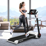 2.25马力电动折叠跑步机带LED显示屏和APP控制-白色 2.25 HP Electric Motorized Folding Running Treadmill Machine with LED Display and APP Control-White