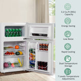 3.2 立方英尺紧凑型不锈钢冰箱 - 白色 3.2 cu ft. Compact Stainless Steel Refrigerator-White