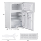 3.2 立方英尺紧凑型不锈钢冰箱 - 白色 3.2 cu ft. Compact Stainless Steel Refrigerator-White