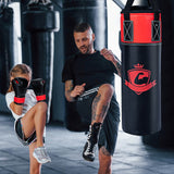 11 磅儿童悬挂式沙袋套装带拳击手套 - 黑色 11 Pounds Kids Hanging Punching Bag Set with Punching Gloves-Black