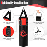 11 磅儿童悬挂式沙袋套装带拳击手套 - 黑色 11 Pounds Kids Hanging Punching Bag Set with Punching Gloves-Black