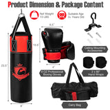 11 磅儿童悬挂式沙袋套装带拳击手套 - 黑色 11 Pounds Kids Hanging Punching Bag Set with Punching Gloves-Black