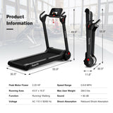 2.25马力电动折叠跑步机带LED显示屏和APP控制-黑色 2.25 HP Electric Motorized Folding Running Treadmill Machine with LED Display and APP Control-Black