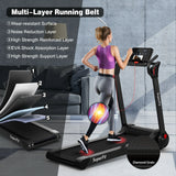 2.25马力电动折叠跑步机带LED显示屏和APP控制-黑色 2.25 HP Electric Motorized Folding Running Treadmill Machine with LED Display and APP Control-Black