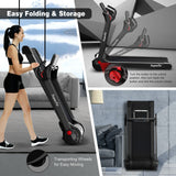 2.25马力电动折叠跑步机带LED显示屏和APP控制-黑色 2.25 HP Electric Motorized Folding Running Treadmill Machine with LED Display and APP Control-Black