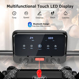 2.25马力电动折叠跑步机带LED显示屏和APP控制-黑色 2.25 HP Electric Motorized Folding Running Treadmill Machine with LED Display and APP Control-Black