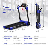 2.25马力电动折叠跑步机带LED显示屏和APP控制-海军蓝 2.25 HP Electric Motorized Folding Running Treadmill Machine with LED Display and APP Control-Navy