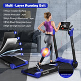 2.25马力电动折叠跑步机带LED显示屏和APP控制-海军蓝 2.25 HP Electric Motorized Folding Running Treadmill Machine with LED Display and APP Control-Navy