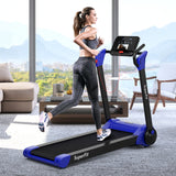 2.25马力电动折叠跑步机带LED显示屏和APP控制-海军蓝 2.25 HP Electric Motorized Folding Running Treadmill Machine with LED Display and APP Control-Navy