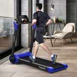 2.25马力电动折叠跑步机带LED显示屏和APP控制-海军蓝 2.25 HP Electric Motorized Folding Running Treadmill Machine with LED Display and APP Control-Navy