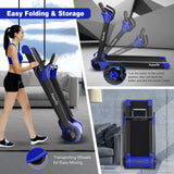 2.25马力电动折叠跑步机带LED显示屏和APP控制-海军蓝 2.25 HP Electric Motorized Folding Running Treadmill Machine with LED Display and APP Control-Navy