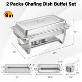 2 件装 Chafing 9 夸脱不锈钢矩形金龟子自助餐 2 Packs Chafing 9 Quart Stainless Rectangular Chafer Buffet