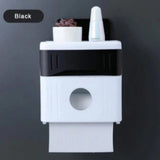 挂壁式防水双层纸巾盒 黑色 Waterproof Toilet Paper Storage