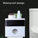 挂壁式防水双层纸巾盒 黑色 Waterproof Toilet Paper Storage