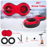 80英寸2人充气雪橇儿童和成人-红色 80 Inch 2-Person Inflatable Snow Sled for Kids and Adults-Red