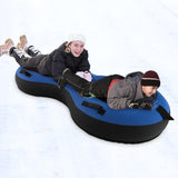 80英寸2人充气雪橇儿童和成人-蓝色 80 Inch 2-Person Inflatable Snow Sled for Kids and Adults-Blue