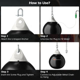 18 英寸 110 磅重冲水水包带可调节金属链 - 黑色 18 Inch 110 Pound Heavy Punching Water Aqua Bag with Adjustable Metal Chain-Black