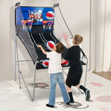 双射击篮球街机游戏，8 种游戏模式和 4 个球 - 蓝色 Dual Shot Basketball Arcade Game with 8 Game Modes and 4 Balls-Blue