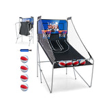 双射击篮球街机游戏，8 种游戏模式和 4 个球 - 蓝色 Dual Shot Basketball Arcade Game with 8 Game Modes and 4 Balls-Blue