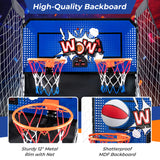 双射击篮球街机游戏，8 种游戏模式和 4 个球 - 蓝色 Dual Shot Basketball Arcade Game with 8 Game Modes and 4 Balls-Blue