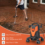 2400 PSI 电动高压清洗机带 4 个万向轮-橙色 2400 PSI Electric Pressure Washer with 4 Universal Wheels-Orange