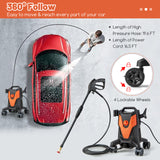 2400 PSI 电动高压清洗机带 4 个万向轮-橙色 2400 PSI Electric Pressure Washer with 4 Universal Wheels-Orange