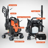 2400 PSI 电动高压清洗机带 4 个万向轮-橙色 2400 PSI Electric Pressure Washer with 4 Universal Wheels-Orange