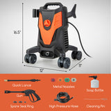2400 PSI 电动高压清洗机带 4 个万向轮-橙色 2400 PSI Electric Pressure Washer with 4 Universal Wheels-Orange