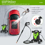 2400 PSI 电动高压清洗机带 4 个万向轮-绿色 2400 PSI Electric Pressure Washer with 4 Universal Wheels-Green